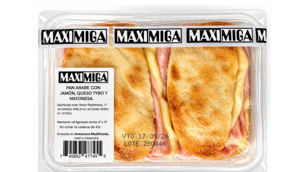 Sandwich pan arabe jamon y queso