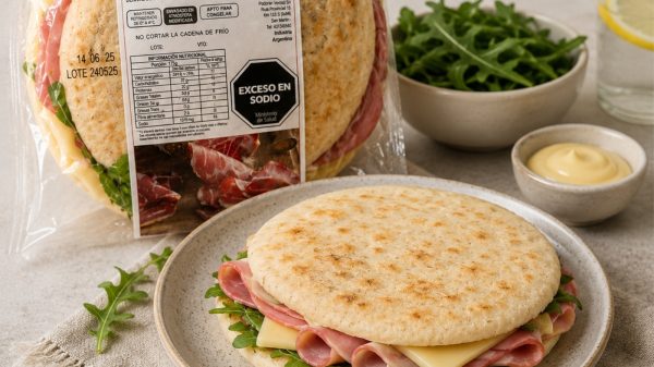 sandwich de pan arabe con rucula queso y bondiola